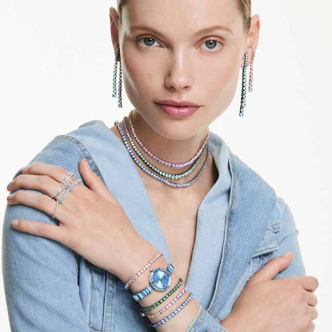 Matrix Bangle Watch Swiss Made, Crystal Bracelet, Blue, Stainless Steel Matrix Bangle Watch Swiss Made, Crystal Bracelet, Blue, Stainless Steel
