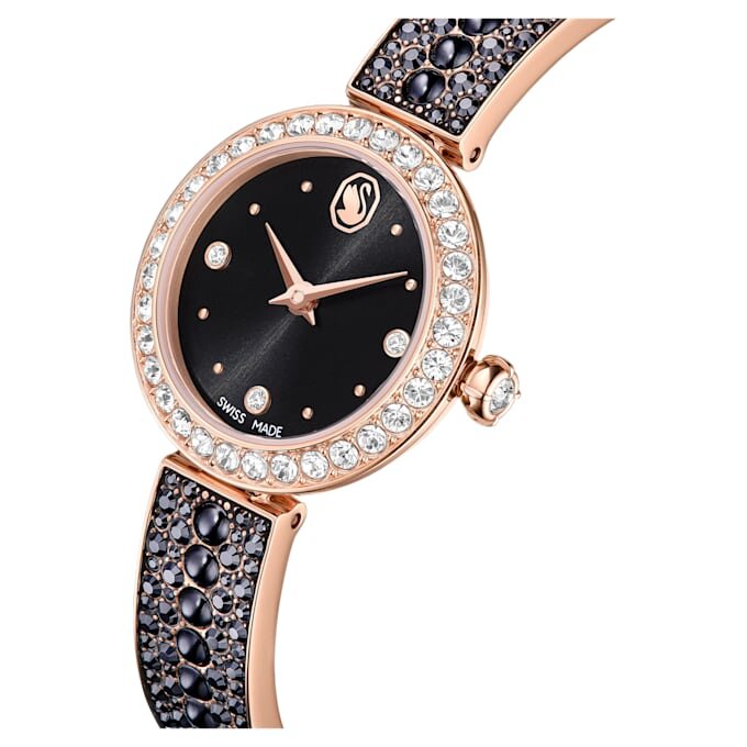Matrix Pearl Bangle Watch Swiss Made, Crystal Bracelet, Black, Rose Gold-Tone Finish Matrix Pearl Bangle Watch Swiss Made, Crystal Bracelet, Black, Rose Gold-Tone Finish