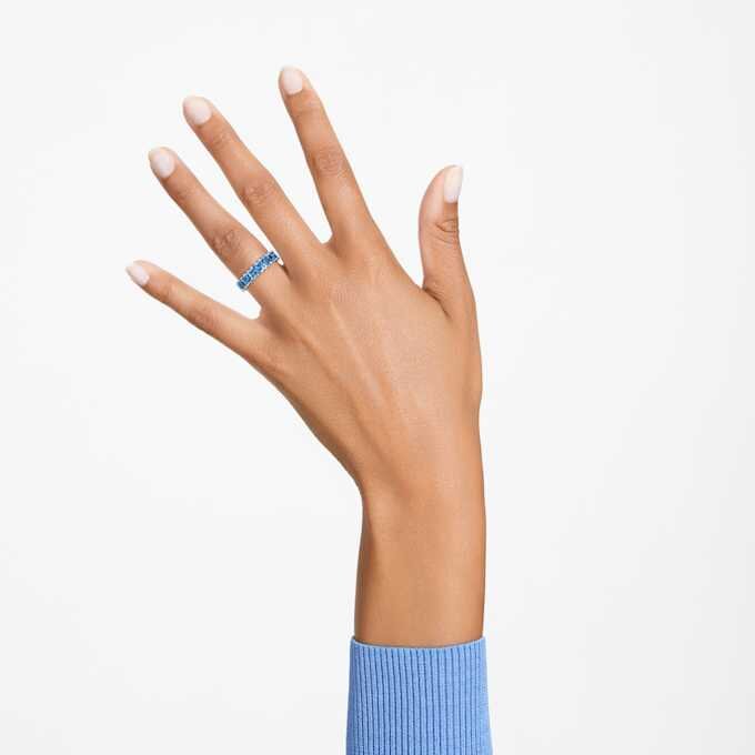 Matrix Ring Baguette Cut, Blue, Rhodium Plated Matrix Ring Baguette Cut, Blue, Rhodium Plated