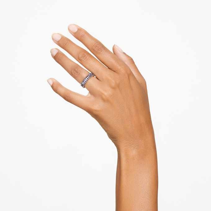 Matrix Ring Baguette Cut, Gray, Ruthenium Plated Matrix Ring Baguette Cut, Gray, Ruthenium Plated