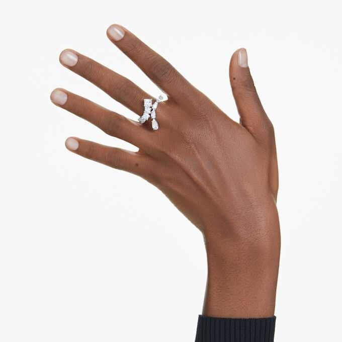Matrix Ring Mixed Cuts, White, Rhodium Plated Matrix Ring Mixed Cuts, White, Rhodium Plated
