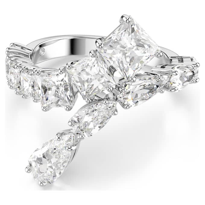 Matrix Ring Mixed Cuts, White, Rhodium Plated Matrix Ring Mixed Cuts, White, Rhodium Plated
