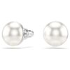 Matrix Stud Earrings Crystal Pearl, White, Rhodium Plated Matrix Stud Earrings Crystal Pearl, White, Rhodium Plated