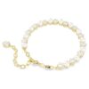 Matrix Tennis Bracelet Crystal Pearl, Round Cut, White, Gold-Tone Plated