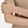 Matrix Tennis Bracelet Crystal Pearl, Round Cut, White, Gold-Tone Plated