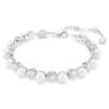 Matrix Tennis Bracelet Crystal Pearl, Round Cut, White, Rhodium Plated Matrix Tennis Bracelet Crystal Pearl, Round Cut, White, Rhodium Plated