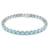 Matrix Tennis Bracelet Round Cut, Blue, Rhodium Plated