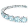 Matrix Tennis Bracelet Round Cut, Blue, Rhodium Plated