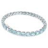 Matrix Tennis Bracelet Round Cut, Blue, Rhodium Plated