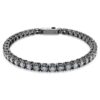 Matrix Tennis Bracelet Round Cut, Gray, Ruthenium Plated Matrix Tennis Bracelet Round Cut, Gray, Ruthenium Plated
