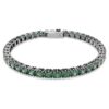 Matrix Tennis Bracelet Round Cut, Green, Ruthenium Plated Matrix Tennis Bracelet Round Cut, Green, Ruthenium Plated