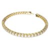 Matrix Tennis Bracelet Round Cut, White, Gold-Tone Plated