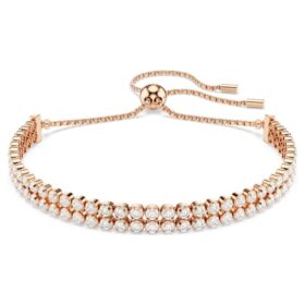 Matrix Tennis Bracelet Round Cut, White, Rose Gold-Tone Plated