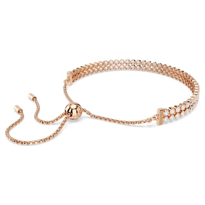 Matrix Tennis Bracelet Round Cut, White, Rose Gold-Tone Plated Matrix Tennis Bracelet Round Cut, White, Rose Gold-Tone Plated
