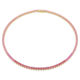 Matrix Tennis Necklace Round Cut, Pink, Gold-Tone Plated Matrix Tennis Necklace Round Cut, Pink, Gold-Tone Plated