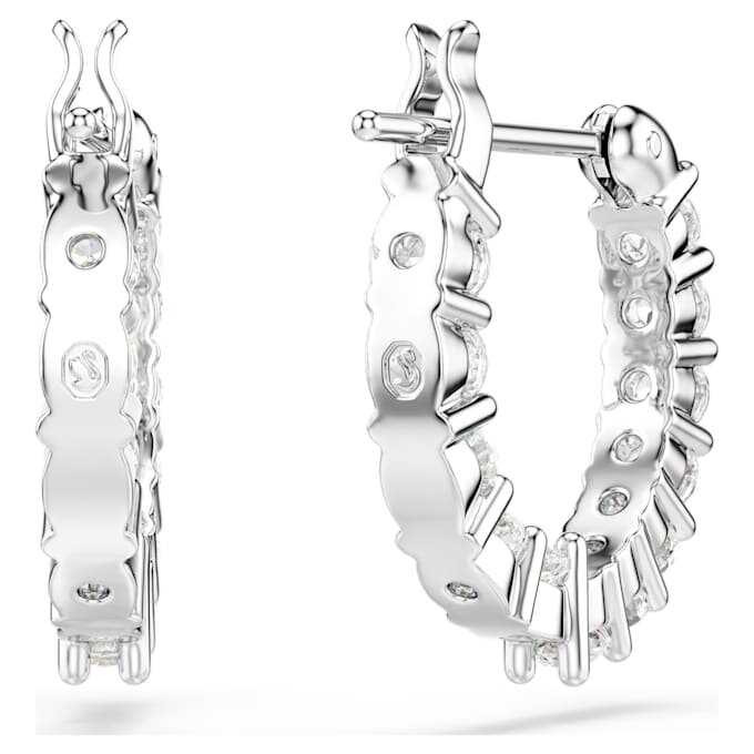 Matrix Vittore Hoop Earrings Round Cut, White, Rhodium Plated Matrix Vittore Hoop Earrings Round Cut, White, Rhodium Plated