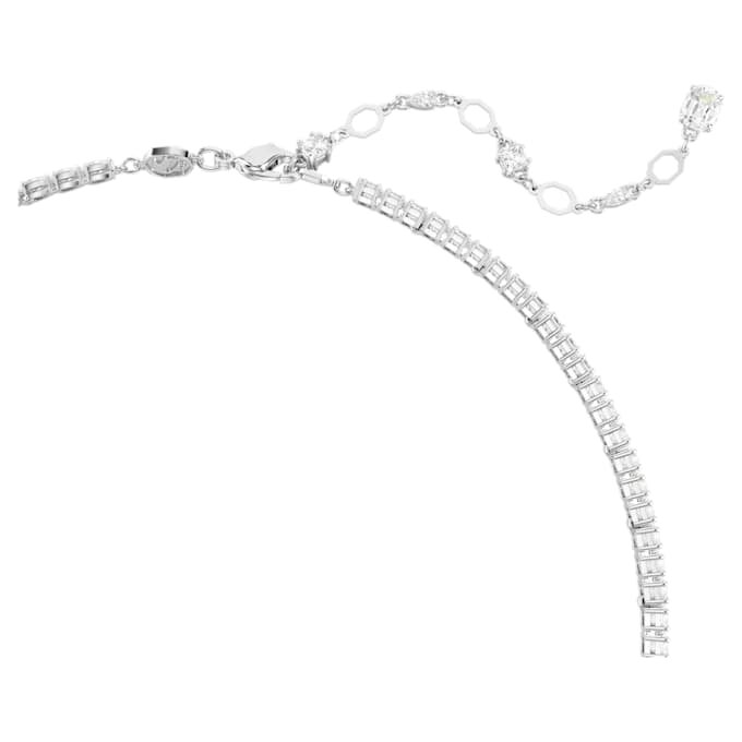 Matrix Y Necklace Mixed Cuts, White, Rhodium Plated Matrix Y Necklace Mixed Cuts, White, Rhodium Plated
