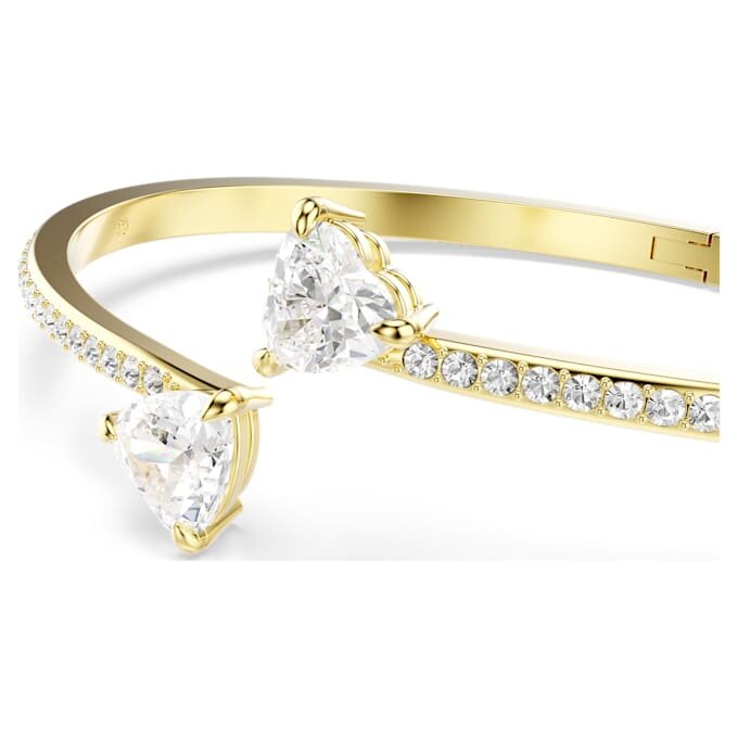 Mesmera Bangle Heart, White, Gold-Tone Plated Mesmera Bangle Heart, White, Gold-Tone Plated