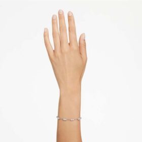 Mesmera Bracelet Mixed Cuts, Scattered Design, White, Rhodium Plated
