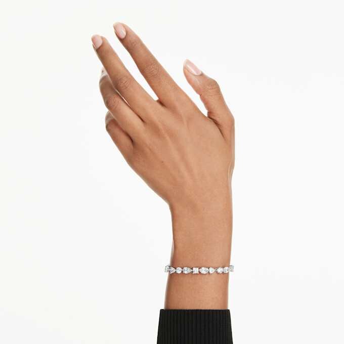 Mesmera Bracelet Mixed Cuts, White, Rhodium Plated Mesmera Bracelet Mixed Cuts, White, Rhodium Plated