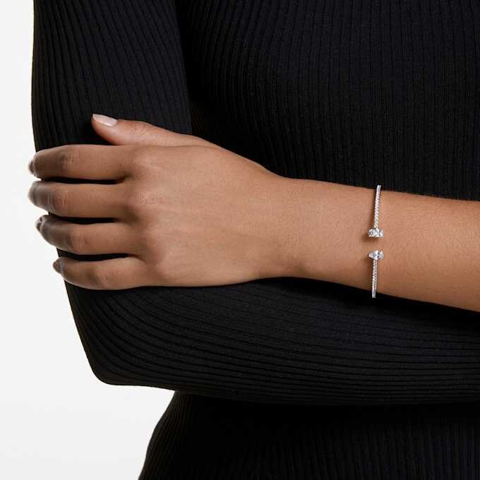 Mesmera Cuff Mixed Cuts, White, Rhodium Plated Mesmera Cuff Mixed Cuts, White, Rhodium Plated
