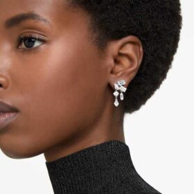 Mesmera Drop Earrings Mixed Cuts, White, Rhodium Plated