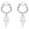 Mesmera Drop Earrings Mixed Cuts, White, Rhodium Plated Mesmera Drop Earrings Mixed Cuts, White, Rhodium Plated