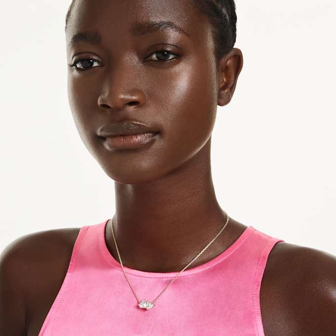 Mesmera Necklace Heart, White, Gold-Tone Plated Mesmera Necklace Heart, White, Gold-Tone Plated