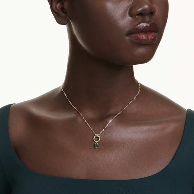 Mesmera Pendant Mixed Cuts, Green, Gold-Tone Plated Mesmera Pendant Mixed Cuts, Green, Gold-Tone Plated