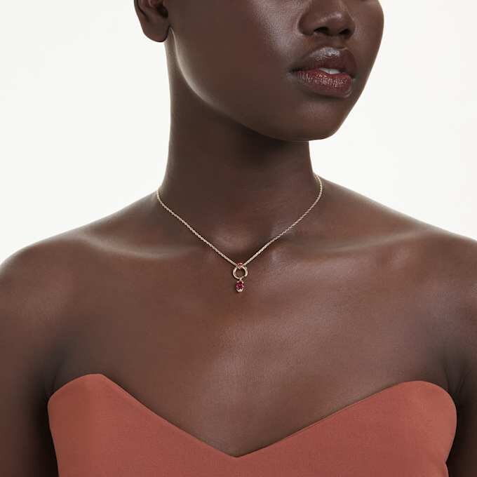 Mesmera Pendant Mixed Cuts, Red, Gold-Tone Plated Mesmera Pendant Mixed Cuts, Red, Gold-Tone Plated