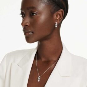 Mesmera Set Pear Cut, Round Cut, White, Rhodium Plated