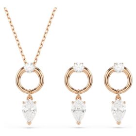 Mesmera Set Pear Cut, Round Cut, White, Rose Gold-Tone Plated