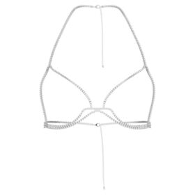 Millenia Body Chain Round Cut, White, Rhodium Plated
