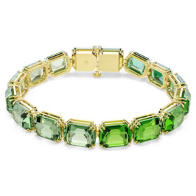 Millenia Bracelet Octagon Cut, Color Gradient, Green, Gold-Tone Plated