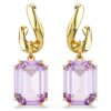 Millenia Drop Earrings Octagon Cut, Purple, Gold-Tone Plated
