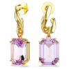 Millenia Drop Earrings Octagon Cut, Purple, Gold-Tone Plated