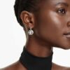 Millenia Drop Earrings Round Cut, White, Rhodium Plated Millenia Drop Earrings Round Cut, White, Rhodium Plated