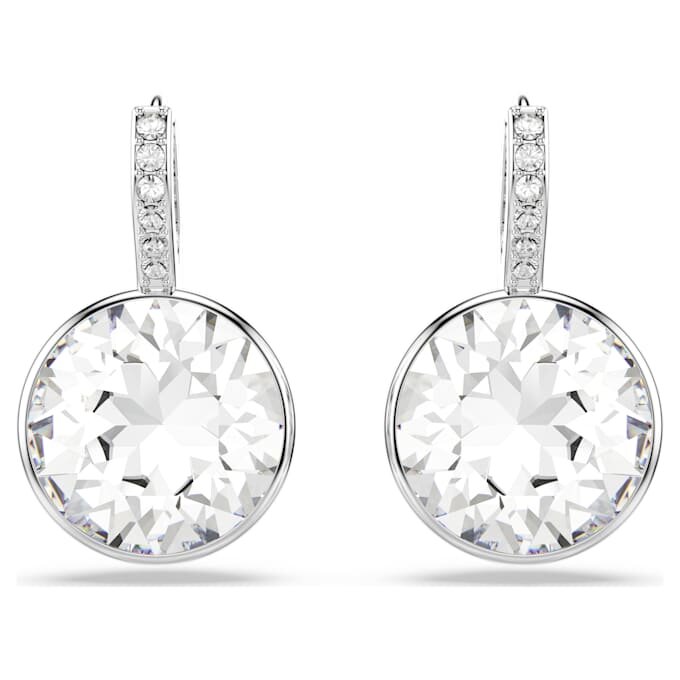Millenia Drop Earrings Round Cut, White, Rhodium Plated Millenia Drop Earrings Round Cut, White, Rhodium Plated