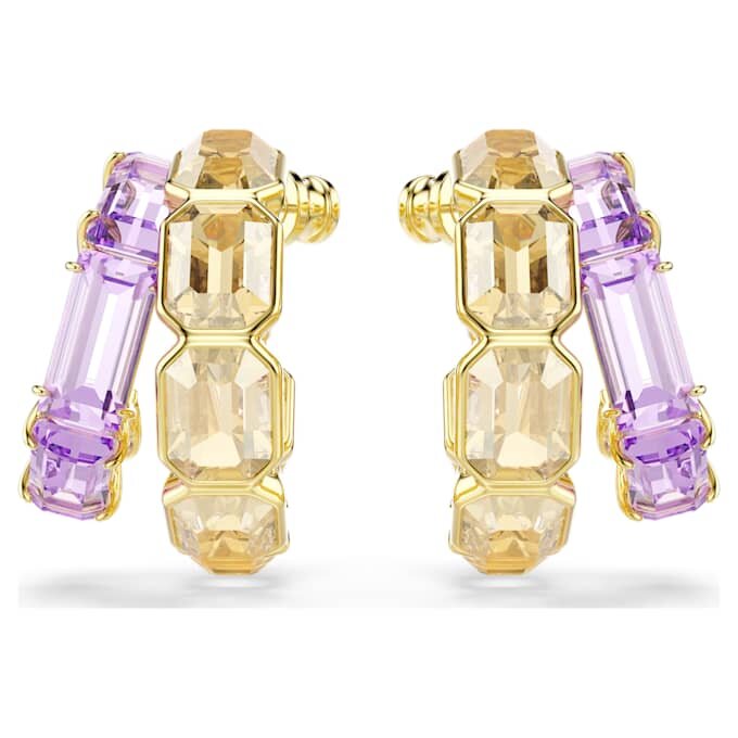 Millenia Hoop Earrings Mixed Cuts, Multicolored, Gold-Tone Plated Millenia Hoop Earrings Mixed Cuts, Multicolored, Gold-Tone Plated