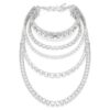 Millenia Layered Necklace Mixed Cuts, White, Rhodium Plated