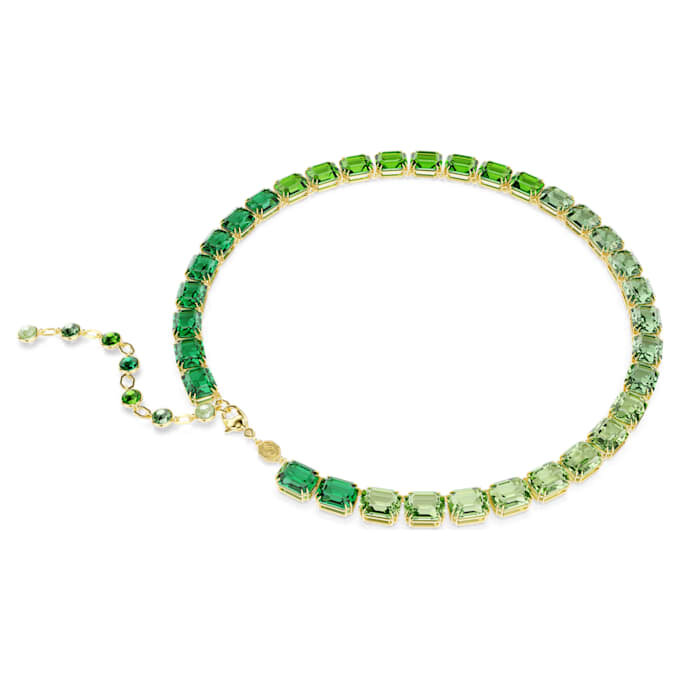 Millenia Necklace Octagon Cut, Color Gradient, Green, Gold-Tone Plated Millenia Necklace Octagon Cut, Color Gradient, Green, Gold-Tone Plated