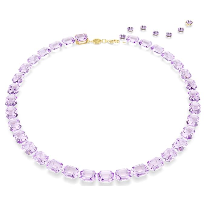Millenia Necklace Octagon Cut, Purple, Gold-Tone Plated Millenia Necklace Octagon Cut, Purple, Gold-Tone Plated