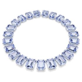 Millenia Necklace Oversized Crystals, Octagon Cut, Blue, Rhodium Plated