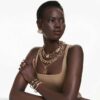 Millenia Drop Earrings Mixed Cuts, Caramel, Gold-Tone Plated Millenia Drop Earrings Mixed Cuts, Caramel, Gold-Tone Plated