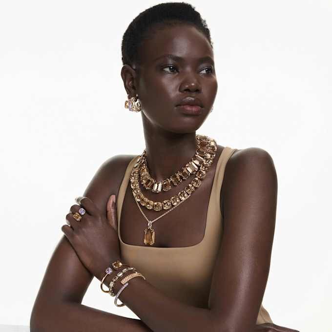 Millenia Drop Earrings Mixed Cuts, Caramel, Gold-Tone Plated Millenia Drop Earrings Mixed Cuts, Caramel, Gold-Tone Plated