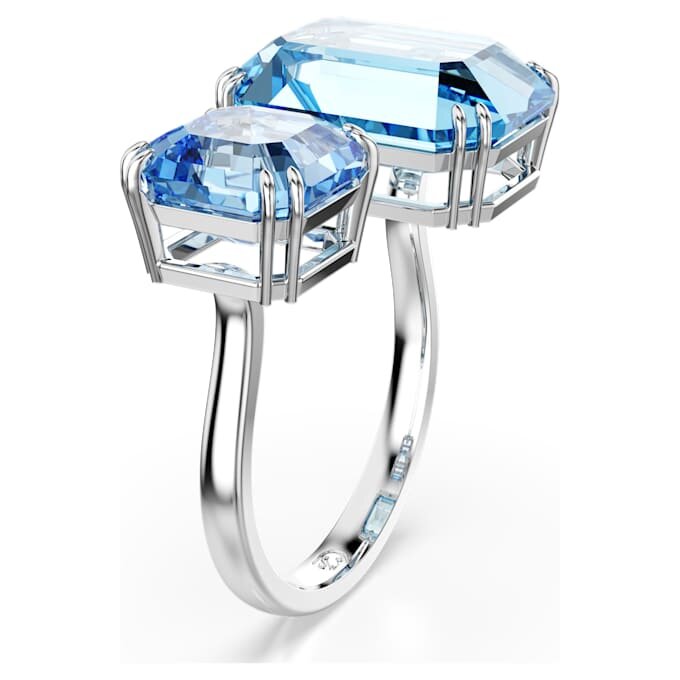 Millenia Open Ring Octagon Cut, Blue, Rhodium Plated Millenia Open Ring Octagon Cut, Blue, Rhodium Plated