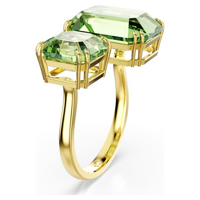 Millenia Open Ring Octagon Cut, Green, Gold-Tone Plated Millenia Open Ring Octagon Cut, Green, Gold-Tone Plated
