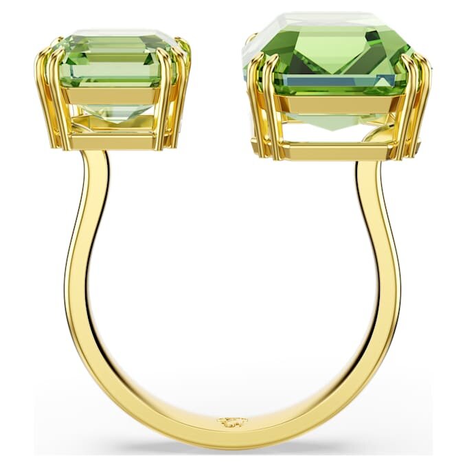 Millenia Open Ring Octagon Cut, Green, Gold-Tone Plated Millenia Open Ring Octagon Cut, Green, Gold-Tone Plated