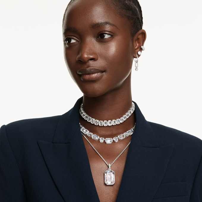 Constella Drop Earrings Round Cut, White, Rhodium Plated Constella Drop Earrings Round Cut, White, Rhodium Plated