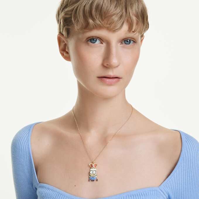 Minions King Bob Pendant Pavé, Multicolored, Gold-Tone Plated Minions King Bob Pendant Pavé, Multicolored, Gold-Tone Plated